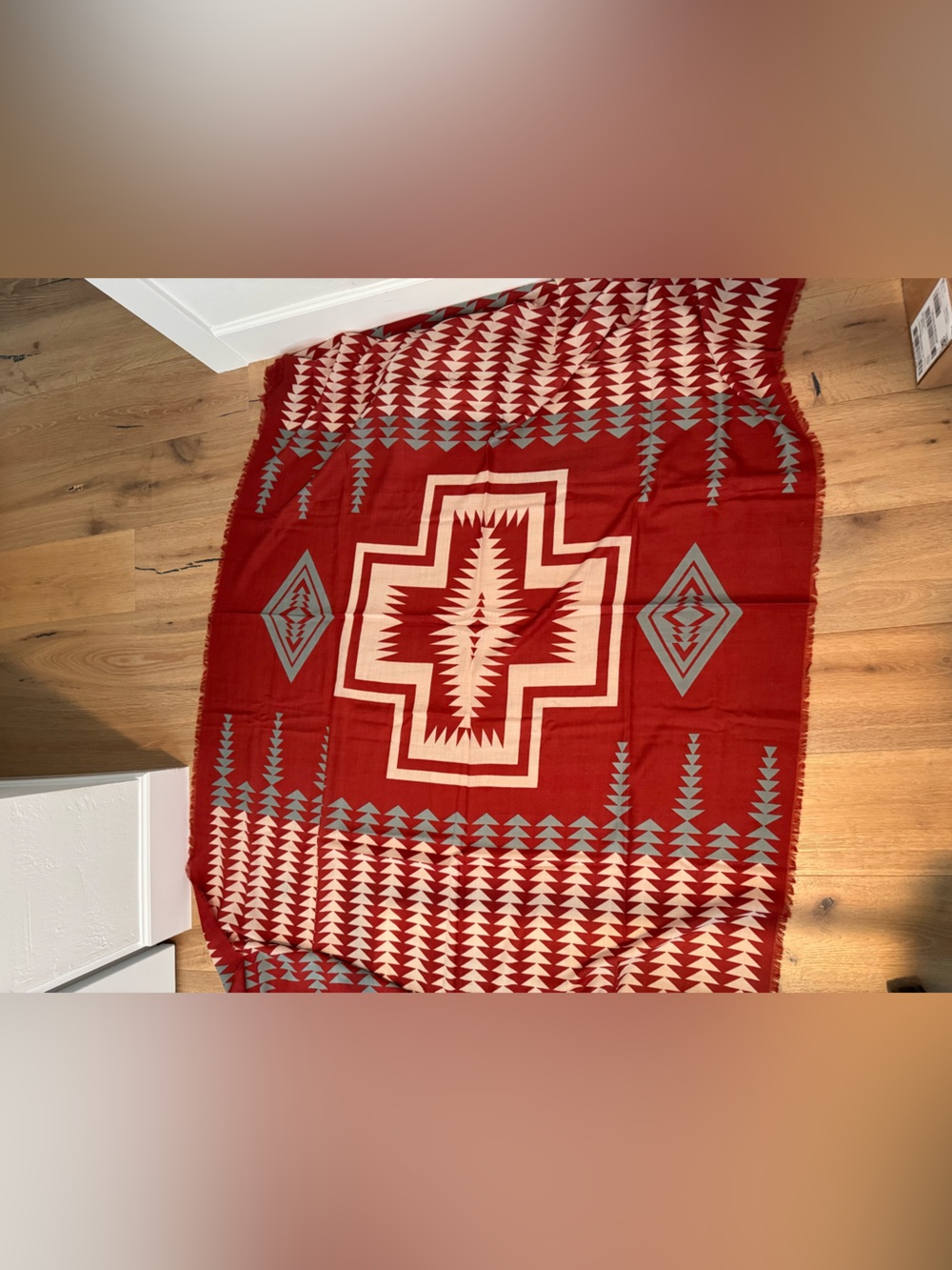 Pendleton Harding Featherweight Wool Scarf Wrap Red Southwestern Discontinued